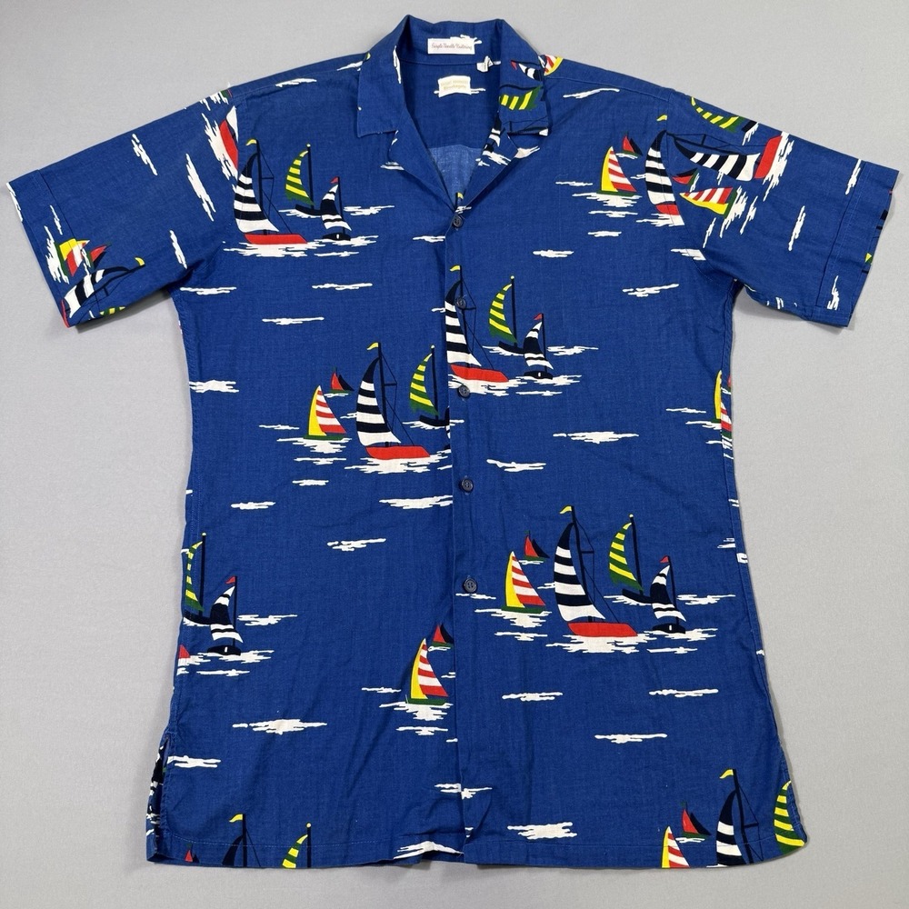 VTG Brooks Brothers Brooksgate Shirt Mens M Blue Nautical Single Stitch USA Made